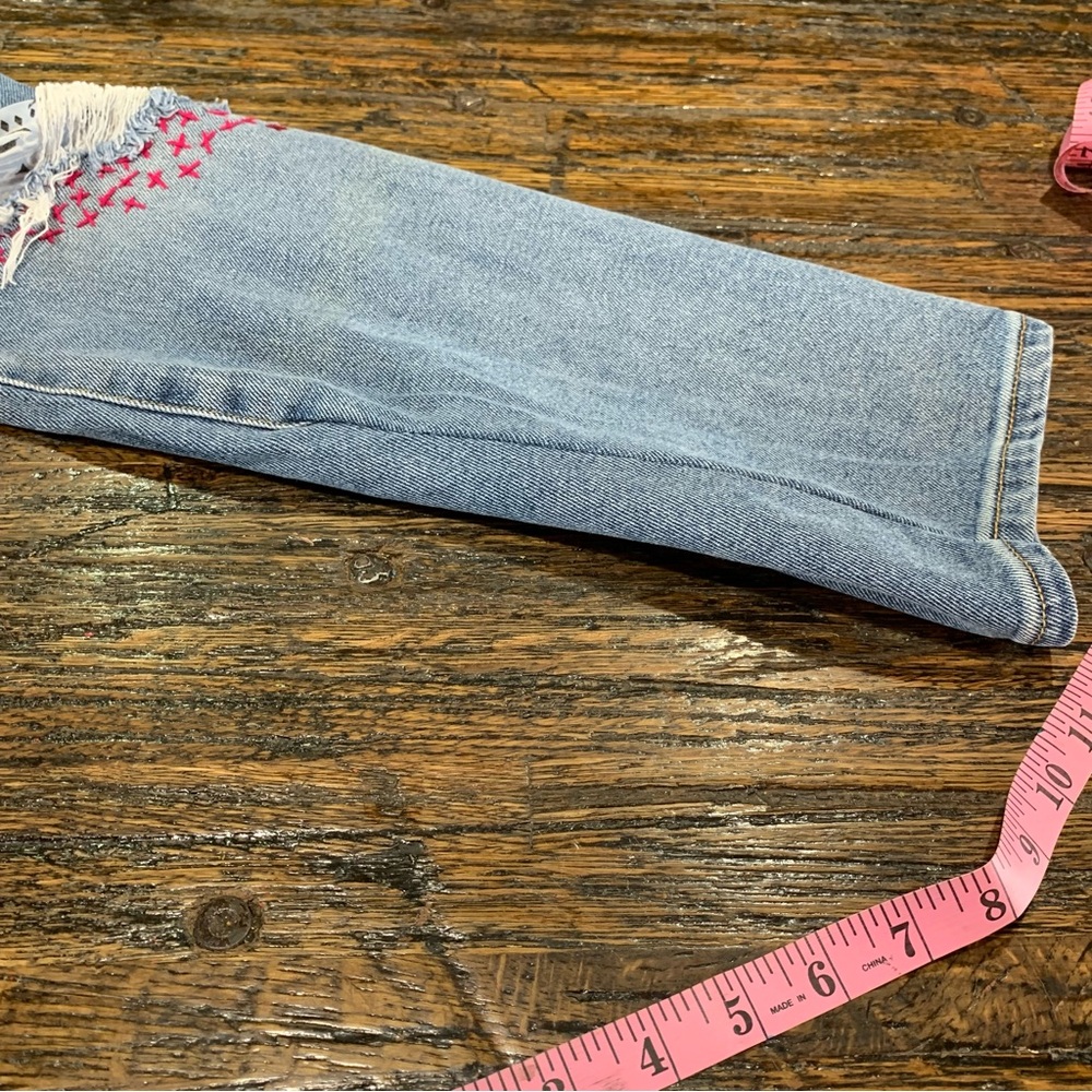 Boho Blue Jeans Distressed Bandana Print Embroidered Embroidery Cotton 17 - Picture 15 of 16